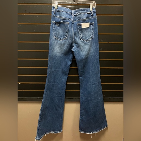 Risen Los Angeles Jillian H/R Distressed Flared Dark Jeans - Picture 5 of 6